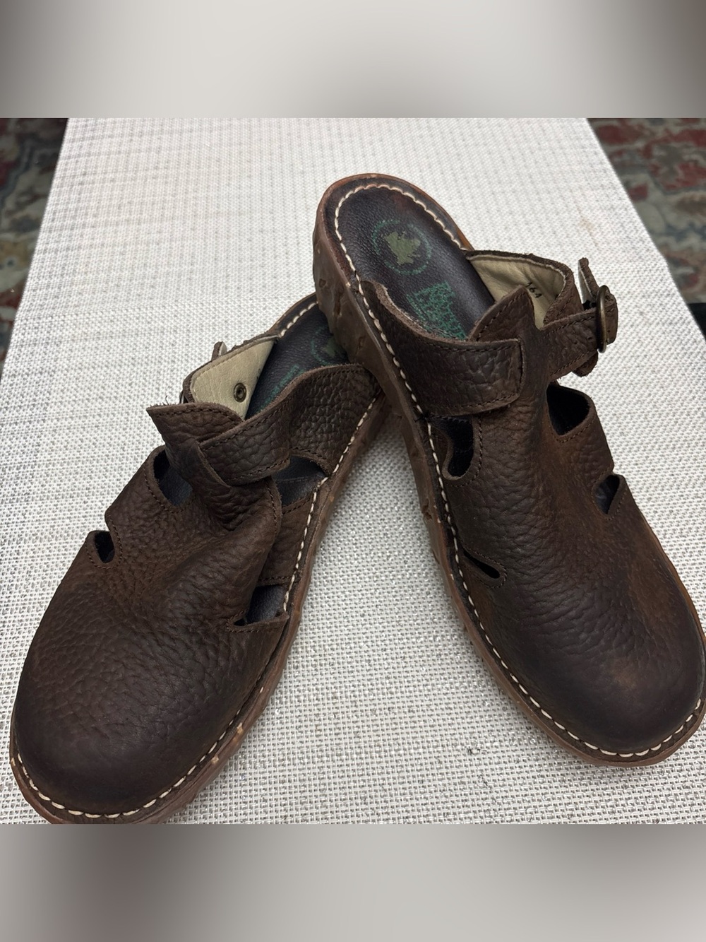 El Naturalista Dark Brown Textured Leather Slip-Ons